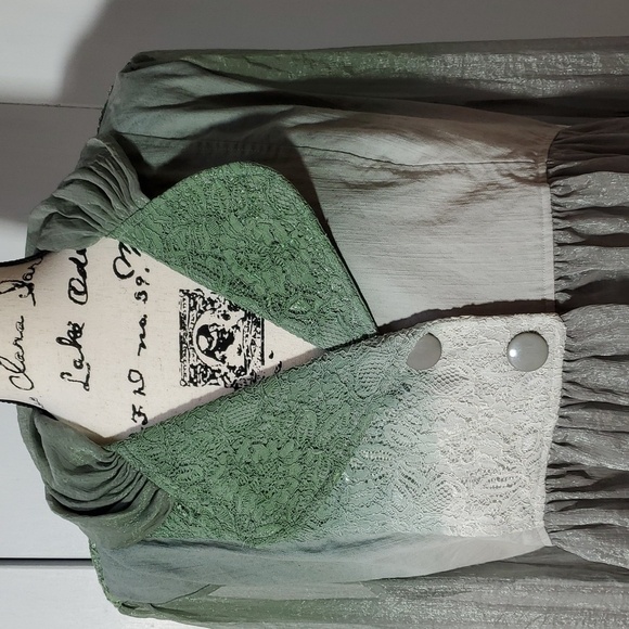 Vandana- Women's Flowy fairy grunge Boho Earthy Ombre Gray Green Sz.Large - Picture 8 of 13